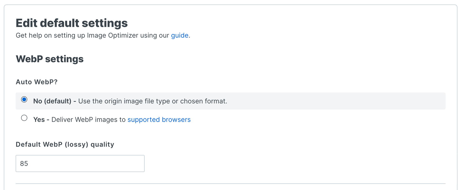 Editing the Fastly IO default settings