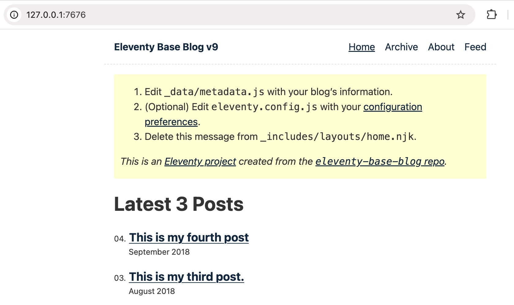 Website running locally