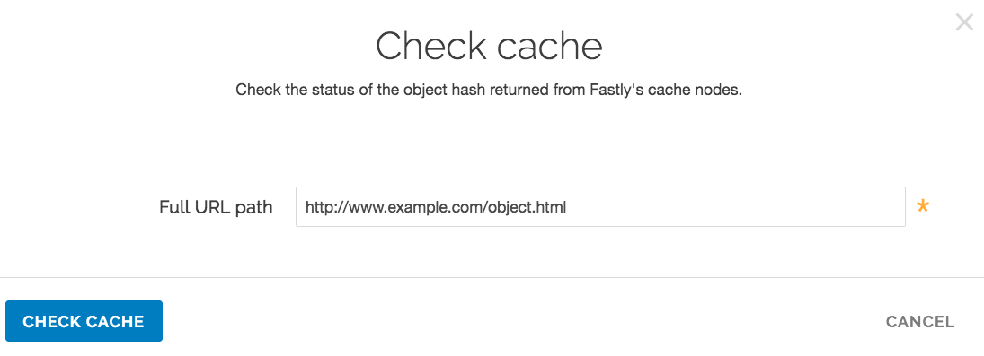 the Check Cache window