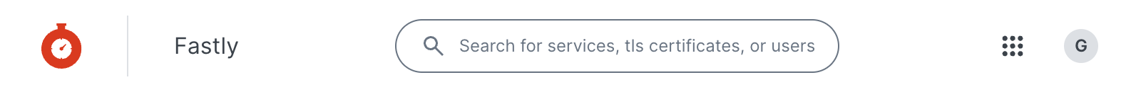 the switcher menu in the Fastly control panel