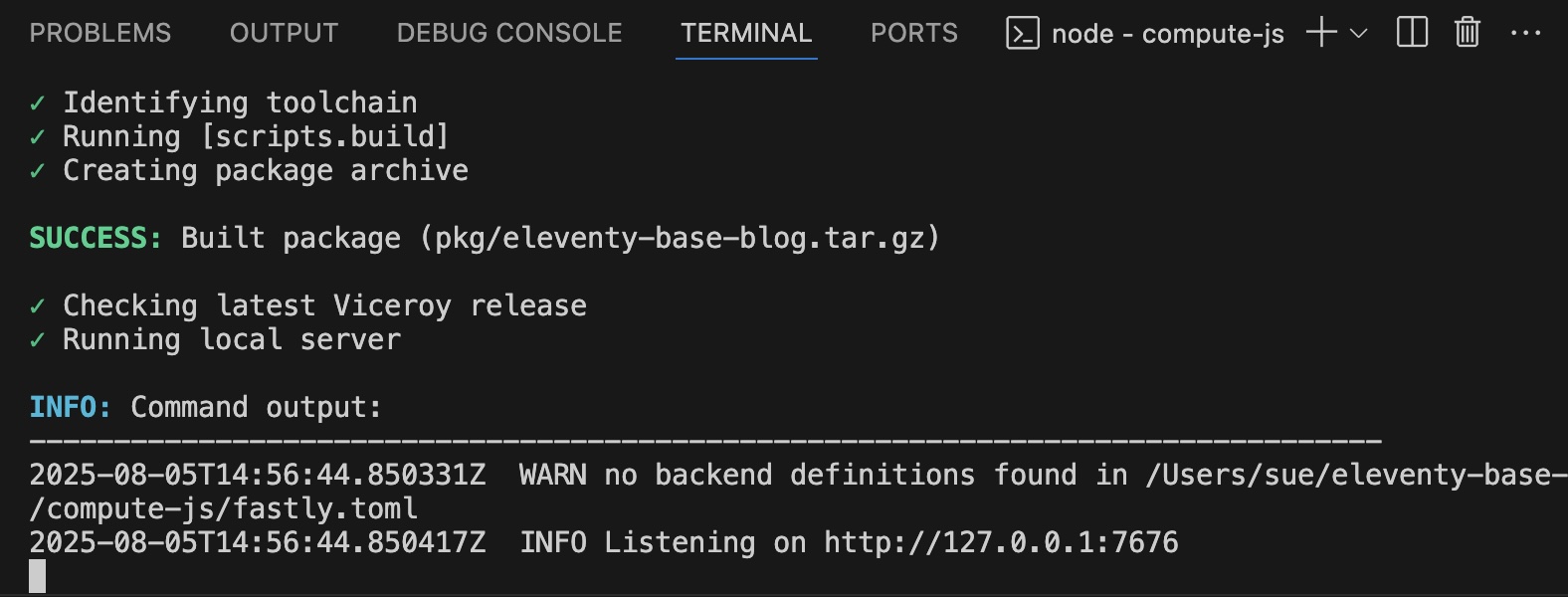 Server started locally
